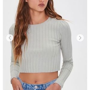 NWOT Sage Green Ribbed Cropped Sweater